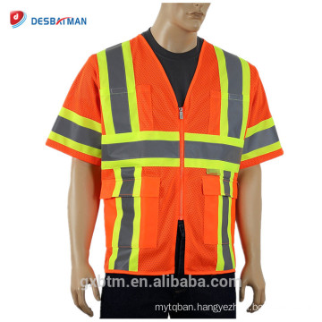 Hot Sale Fluorescent High Visibility Security Traffic Working Clothing Mesh Reflective Surveyor Construction Safety Vest